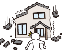 瓦が落ちてきたイラスト