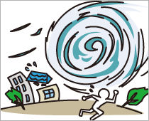 台風の被害にあったイラスト