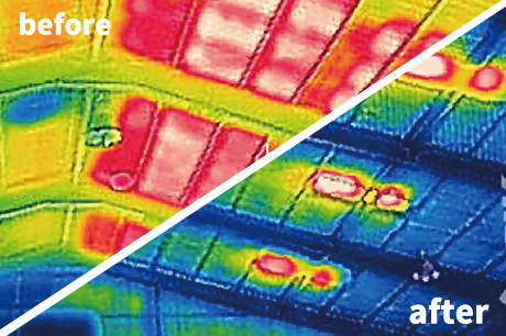 工事前後の真夏の屋根の様子